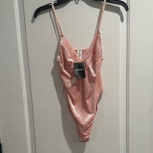 Forever 21 Blush Velvet Bodysuit